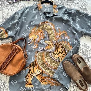 Vintage men's shirt with dragon